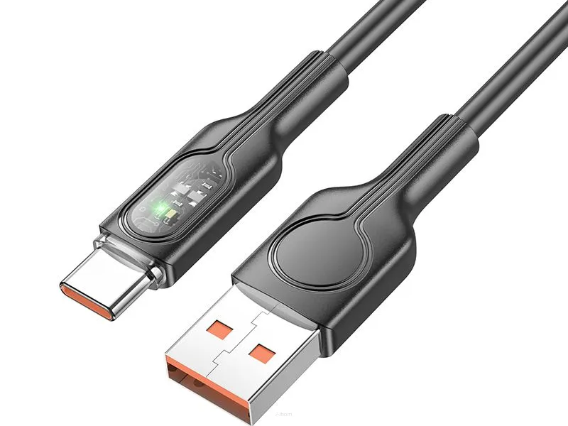 HOCO kabel USB do Typ C 5A Transparent explore intelligent power-off U120 1,2 m czarny