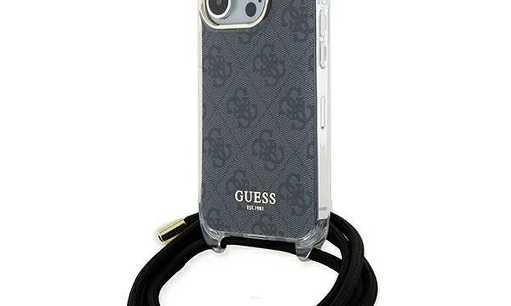 Oryginalne Etui GUESS Hardcase GUHCP15LHC4SEK do iPhone 15 Pro (Crossbody Cord 4G Print / czarny)