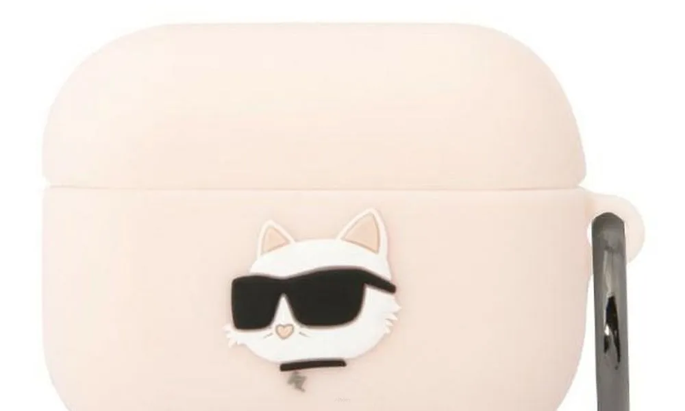 Oryginalne Etui KARL LAGERFELD KLAPRUNCHP do Apple Airpods Pro (3D Sil NFT Choupette / różowy)