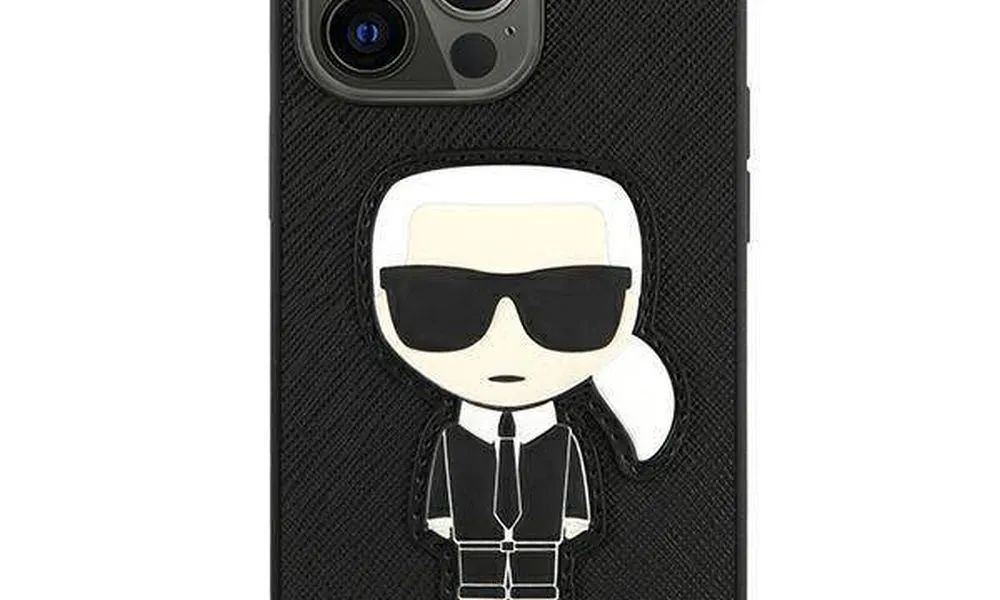 Oryginalne Etui KARL LAGERFELD Hardcase KLHCP13XOKPK do iPhone 13 PRO MAX (Saffiano Ikonik Patch / czarny)