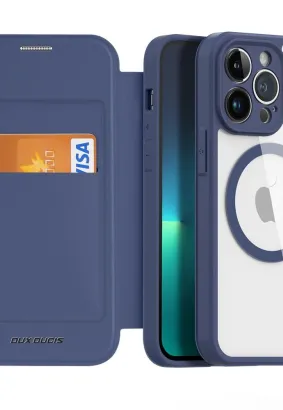DUX DUCIS Skin X Pro - futerał z klapką kompatybilny z MagSafe do Apple iPhone 13 Pro niebieski