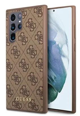 GUESS futerał do SAMSUNG S22 Ultra GUHCS22LG4GFBR (4G Metal Gold Logo) brązowy