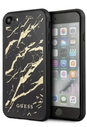 Oryginalne Etui GUESS Hardcase GUHCI8MGGBK do iPhone 7/8 (Kolekcja Glitter Marble Glass / czarny)