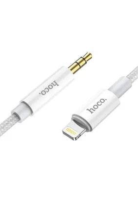 HOCO kabel AUX Audio Jack 3,5mm do iPhone Lightning 8-pin UPA19 1m srebrny
