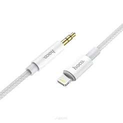 HOCO kabel AUX Audio Jack 3,5mm do iPhone Lightning 8-pin UPA19 1m srebrny