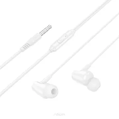 HOCO zestaw słuchawkowy / słuchawki dokanałowe jack 3,5mm z mikrofonem M112 białe