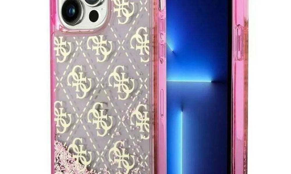 GUESS futerał do IPHONE 14 Pro GUHCP14LLC4PSGP (Liquid Glitter 4G Translucent) różowy