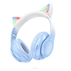 HOCO słuchawki bluetooth nagłowne W42 Kocie Uszy krystaliszny niebieski