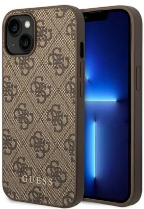 GUESS futerał do IPHONE 14 GUHCP14SG4GFBR (4G Gold Logo) brązowy