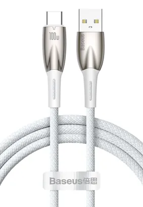 BASEUS kabel USB A do Typ C Power delivery 100W Glimmer Series CADH000402 1m biały