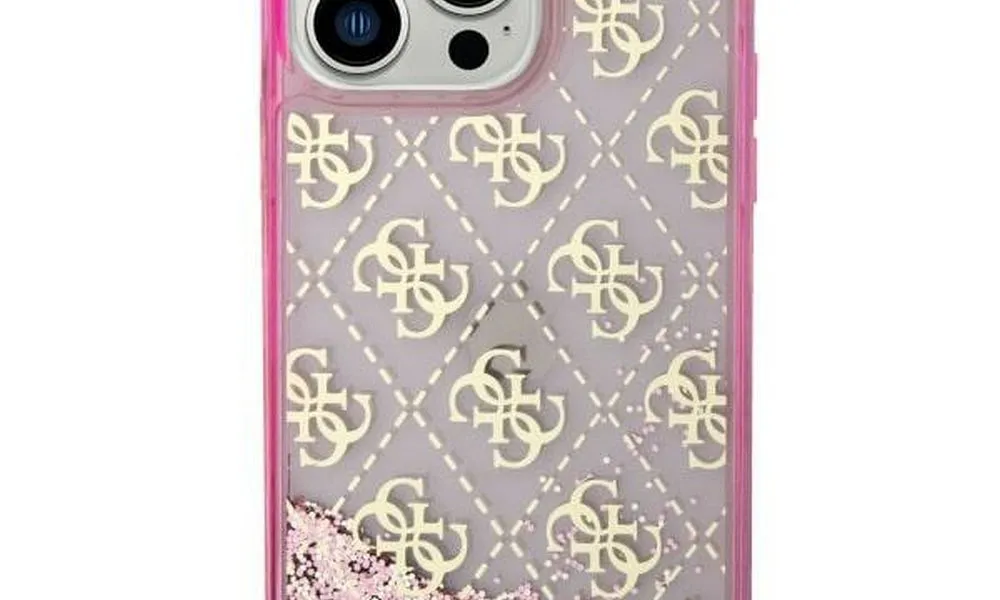 Oryginalne Etui GUESS Hardcase GUHCP14SLC4PSGP do iPhone 14 (Liquid Glitter 4G Translucent / różowy)