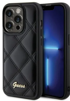 Oryginalne Etui GUESS Hardcase GUHCP15LPSQSQSK do iPhone 15 Pro (Quilted Metal Logo / czarny)