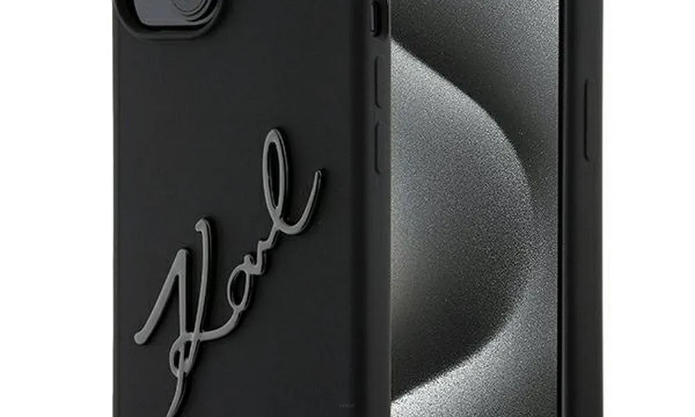 Oryginalne Etui KARL LAGERFELD Hardcase KLHCP15SSKSBMCK do iPhone 15 (Silicone Karl Script Logo / czarny)