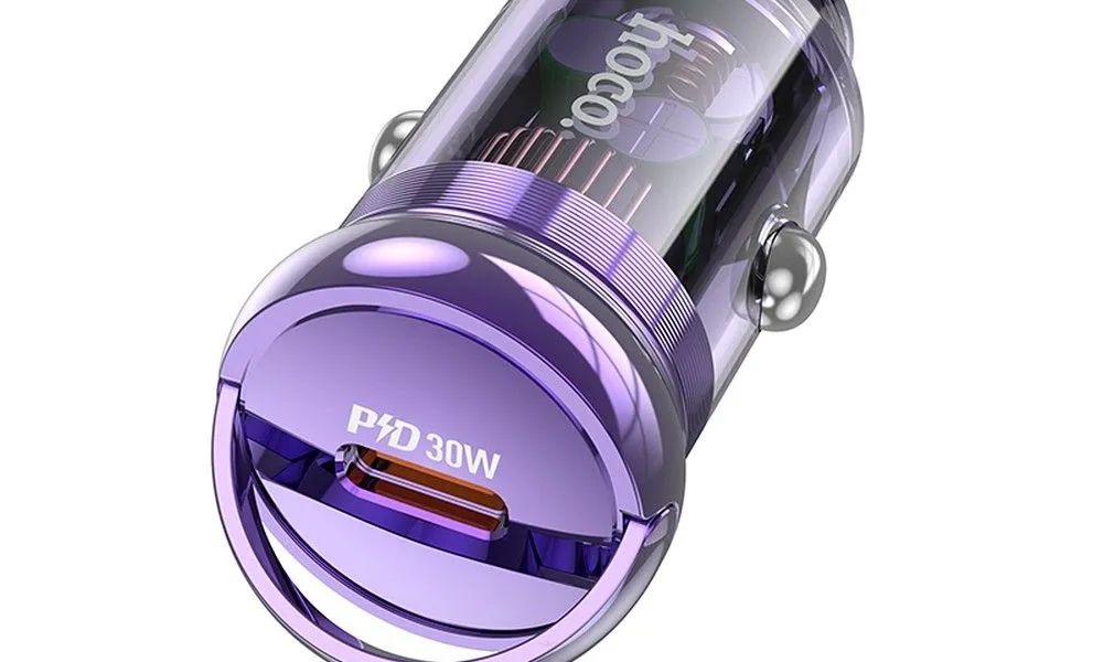 HOCO ładowarka samochodowa Typ C PD30W Z53 SIGHT transparentny fiolet