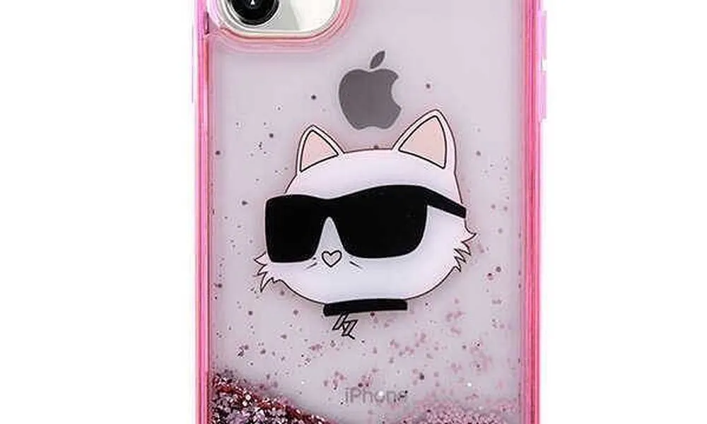 Oryginalne Etui KARL LAGERFELD Hardcase KLHCN61LNCHCP do iPhone 11 (Liquid Glitter NFT Choupette / różowy)