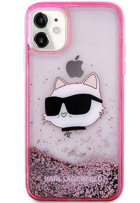 Oryginalne Etui KARL LAGERFELD Hardcase KLHCN61LNCHCP do iPhone 11 (Liquid Glitter NFT Choupette / różowy)