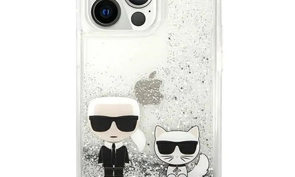 Oryginalne Etui KARL LAGERFELD Hardcase KLHCP13LGKCS do iPhone 13 PRO (Liquid Glitter K&C / srebrny)