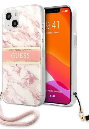 Oryginalne Etui GUESS Hardcase GUHCP13SKMABPI do iPhone 13 MINI (Kolekcja Marble Strap / różowy)