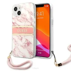 Oryginalne Etui GUESS Hardcase GUHCP13SKMABPI do iPhone 13 MINI (Kolekcja Marble Strap / różowy)