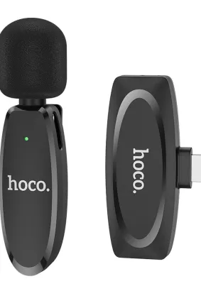 HOCO mikrofon bezprzewodowy krawatowy dla iPhone Lightning 8-pin L15 czarny
