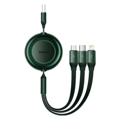 BASEUS kabel USB do Micro/Lighting/Typ C 3w1 Bright Mirror 2 Power Delivery 1.1m zielony CAMJ010006