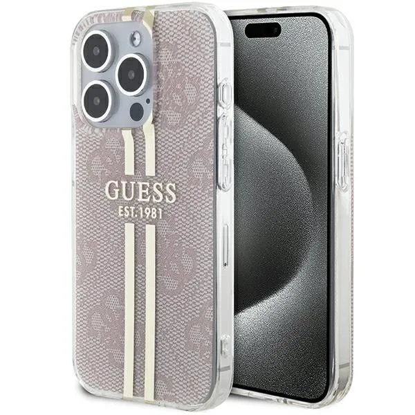 GUESS futerał do IPHONE 14 Pro Max GUHCP14XH4PSEGP (4G Gold  Stripe) różowy