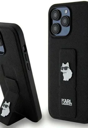 Oryginalne Etui KARL LAGERFELD Hardcase KLHCP13LGSACHPK do iPhone 13 Pro (Gripstand Saffiano choupette PIN / czarny)