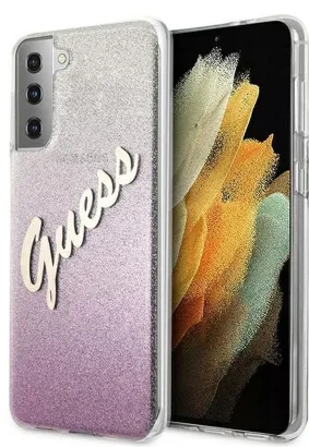 Oryginalne Etui GUESS Hardcase GUHCS21MPCUGLSPI do Samsung S21 Plus (Glitter Gradient Script / różowy)