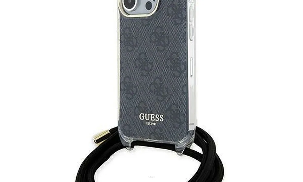 Oryginalne Etui GUESS Hardcase GUHCP15XHC4SEK do iPhone 15 Pro Max (Crossbody Cord 4G Print / czarny)