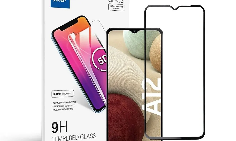 Szkło hartowane Blue Star 5D - do Samsung A12 (full glue/case friendly) - czarny
