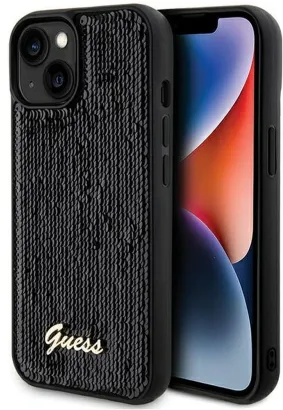 GUESS futerał do IPHONE 14 GUHCP14SPSFDGSK (Sequin Script Metal) czarny