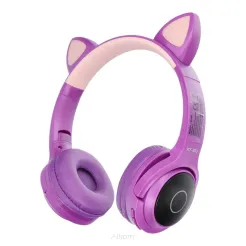 Słuchawki nagłowne bezprzewodowe CAT EAR model XY-203 purpurowe