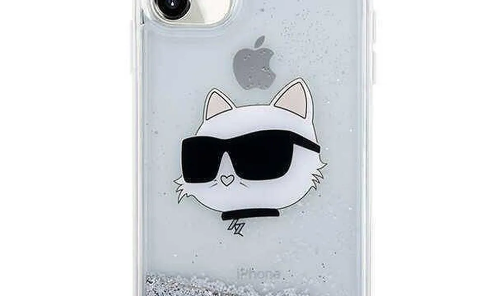 Oryginalne Etui KARL LAGERFELD Hardcase KLHCN61LNCHCS do iPhone 11 (Liquid Glitter NFT Choupette Heads / srebrny)