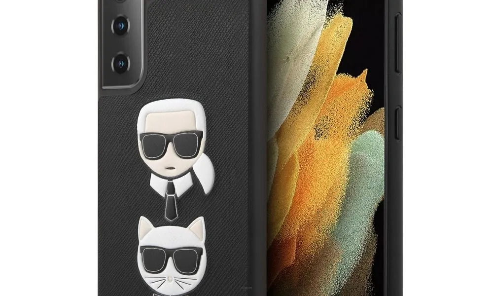 Oryginalne Etui KARL LAGERFELD Hardcase KLHCS21MSAKICKCBK do Samsung S21 Plus (Saffiano Ikonik Karl and Choupette Head / czarny)