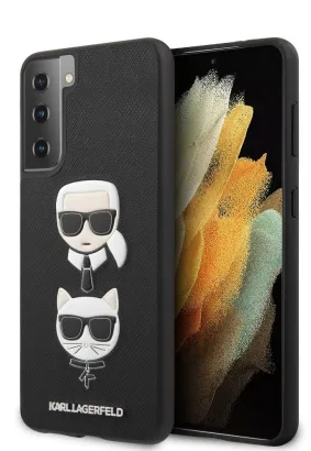 Oryginalne Etui KARL LAGERFELD Hardcase KLHCS21MSAKICKCBK do Samsung S21 Plus (Saffiano Ikonik Karl and Choupette Head / czarny)