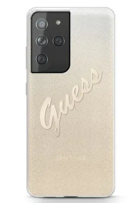 Oryginalne Etui GUESS Hardcase GUHCS21LPCUGLSGO do Samsung S21 Ultra (Glitter Gradient Script / złoty)