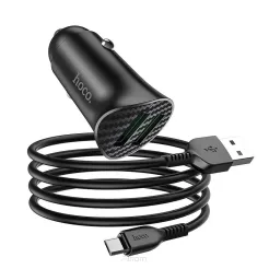 HOCO ładowarka samochodowa 2 x USB QC 3.0 18W + kabel Micro USB Farsighted Z39 czarna