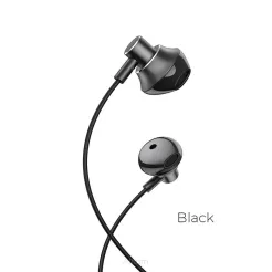 HOCO zestaw słuchawkowy / słuchawki dokanałowe jack 3,5mm z mikrofonem M75 czarne