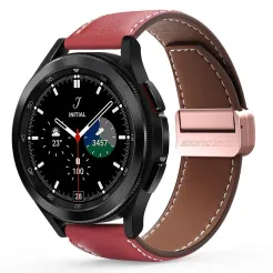 DUX DUCIS YA - pasek z naturalnej skóry do Samsung Galaxy Watch / Huawei Watch / Honor Watch (22mm band) czerwony