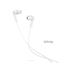 HOCO zestaw słuchawkowy / słuchawki dokanałowe jack 3,5mm z mikrofonem M72 białe