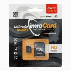 Karta Pamięci IMRO microSD 64GB CLASS 10 UHS 3 100MB/s z adapterem SD