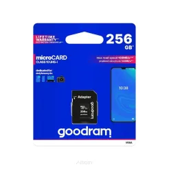 Karta Pamięci GOODRAM microSD 256GB CLASS 10 UHS I 100MB/s z adapterem SD