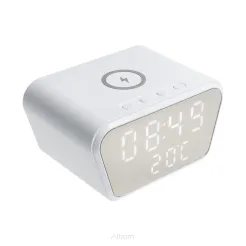 Ładowarka indukcyjna 15W CFNZ01 z zegarkiem i termometrem biała