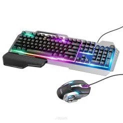 HOCO zestaw gamingowy klawiatura + mysz poświetlanie RGB GM12 czarna