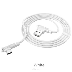 HOCO kabel USB do Typ C kąt 90 stopni Pleasure Silicone X46 1 metr biały