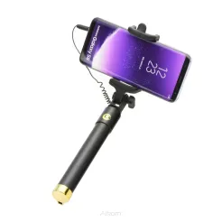 Zestaw / uchwyt selfie z pilotem w rączce złoty (przewód 3,5mm Jack)